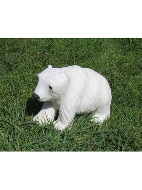 White Stone Polar Bear Cub Hand Carved Shona Sculpture From South Africa